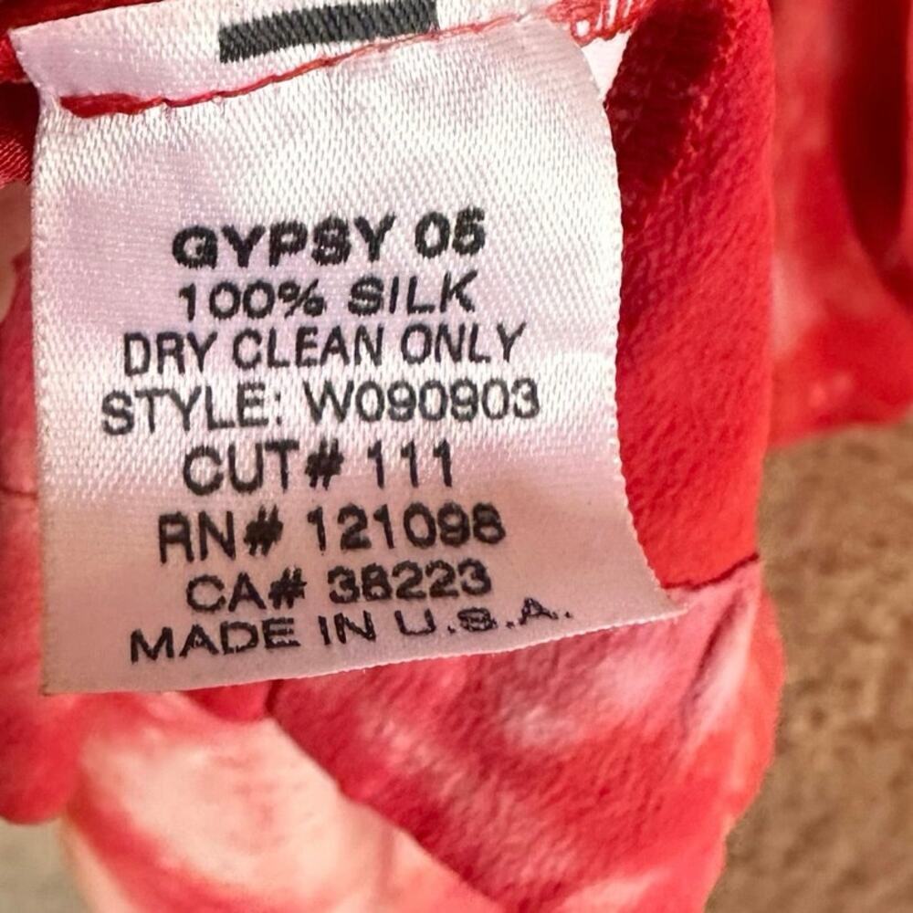Gypsy 05 100% Silk Red Tie Dye Midi Maxi Dress Womens Sz. XS Hipster Boho Chic - Picture 6 of 13